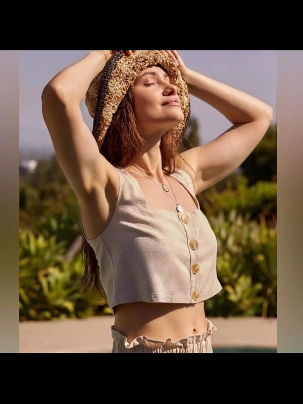 Anthropologie Flate White Crop Square Neck Tank